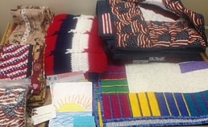 quilts, pillowcases, and cards