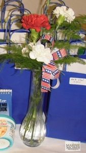 red, white and blue bud vase